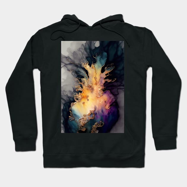 Pineapple Fusion - Abstract Alcohol Ink Resin Art Hoodie by inkvestor